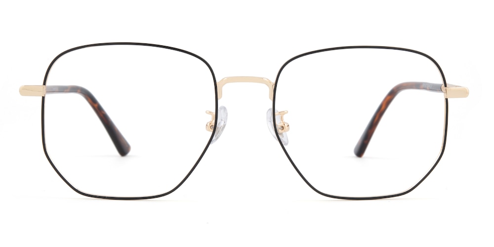 Smollett Black/Golden/Tortoise Polygon Metal Eyeglasses