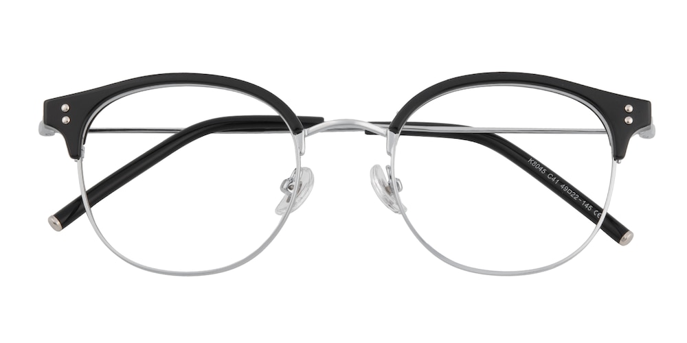 Muskegon Black/Silver Round Metal Eyeglasses
