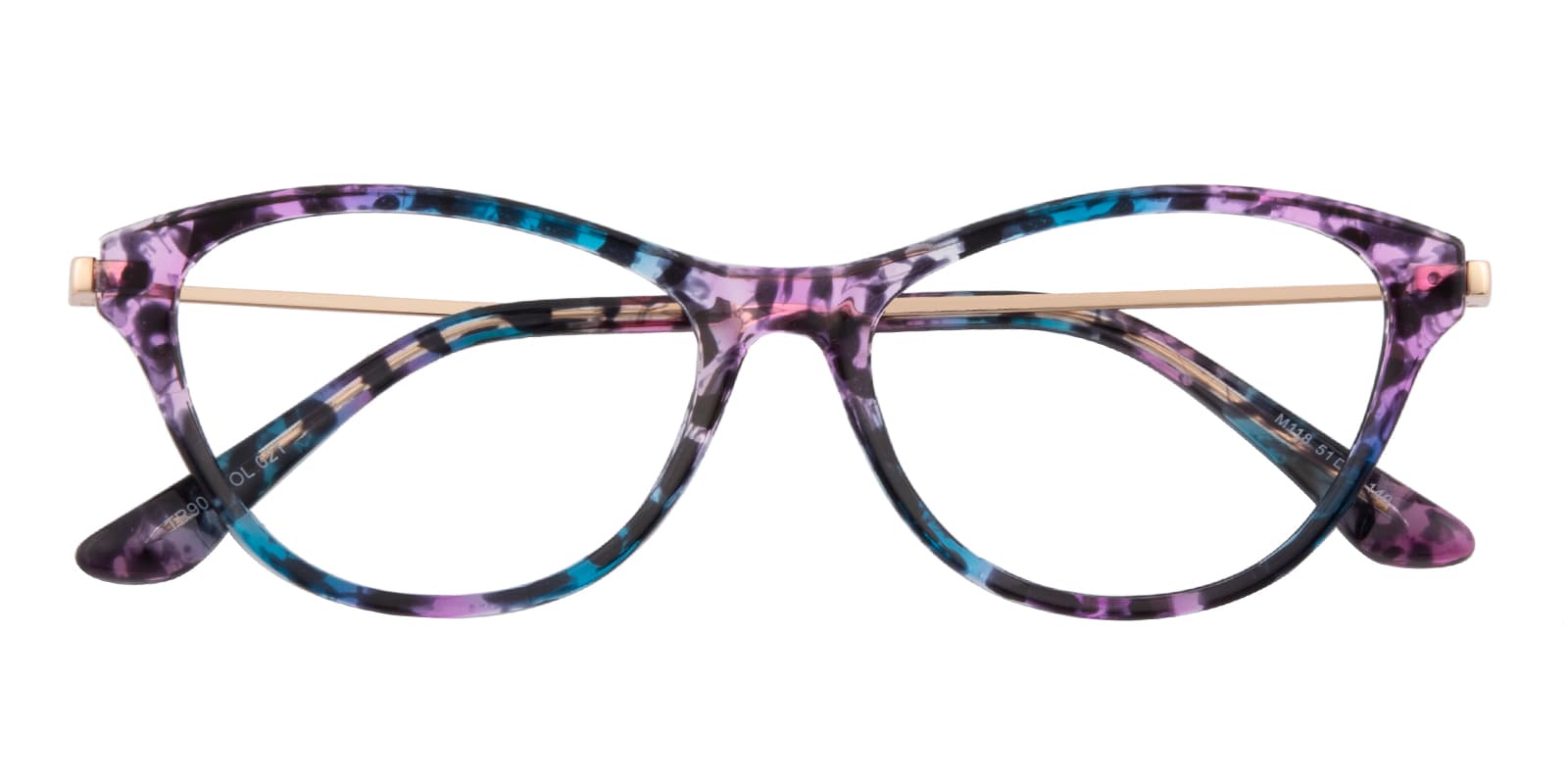 Cat Eye Eyeglasses, Full Frame Purple Floral TR90|Metal - FP2646