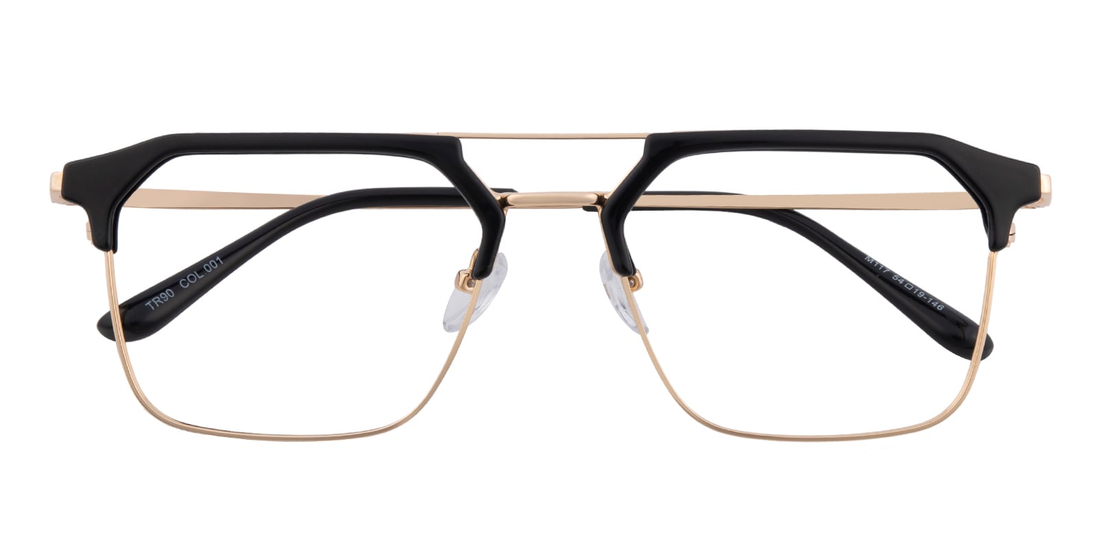 Aviator|Browline Eyeglasses, Full Frame Black/Golden TR90|Metal - FP2661