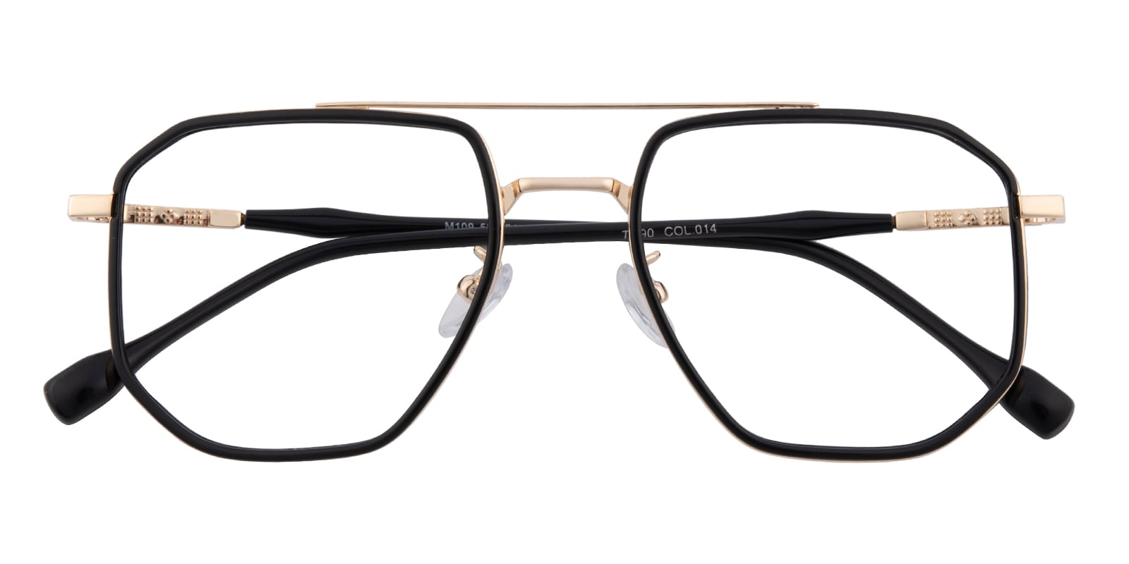 Aviator Eyeglasses, Full Frame Black/Golden TR90|Metal - FP2663