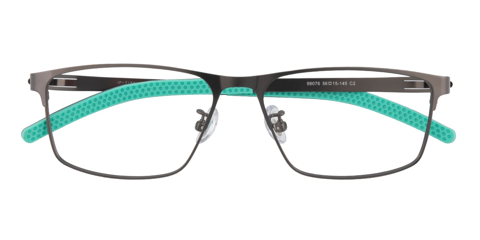 Rectangle Eyeglasses, Full Frame Gunmetal/Green Titanium|Silica-gel - FT0603