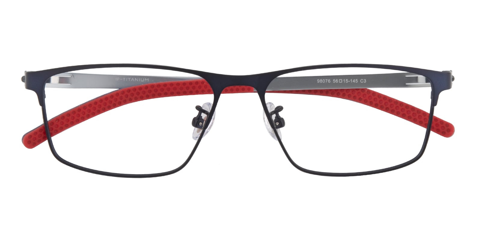 Rectangle Eyeglasses, Full Frame Blue/Red Titanium|Silica-gel - FT0604