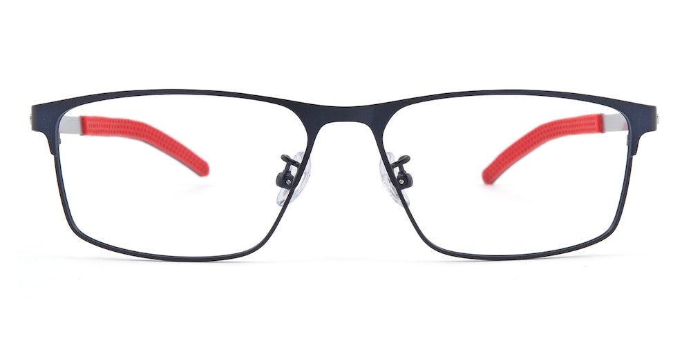 Stuart Blue/Red Rectangle Titanium Eyeglasses