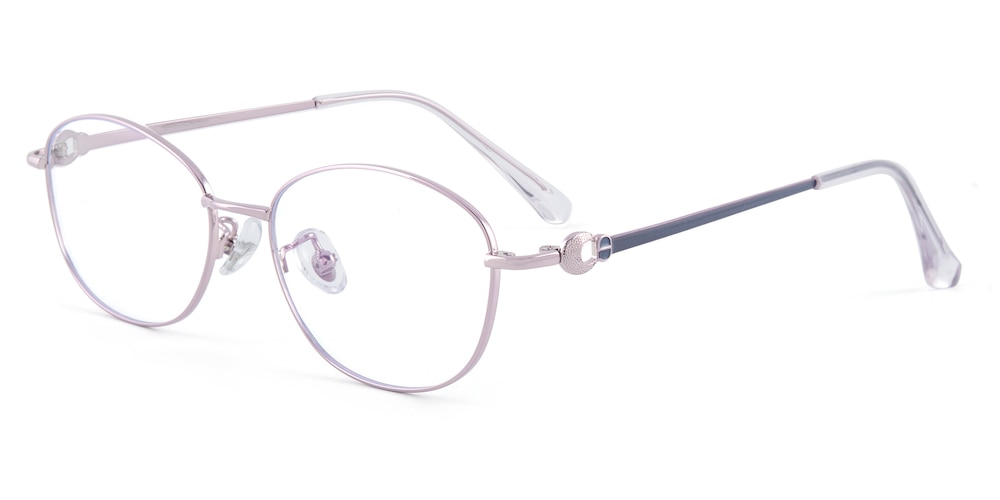Davina Silver/Purple Oval Titanium Eyeglasses