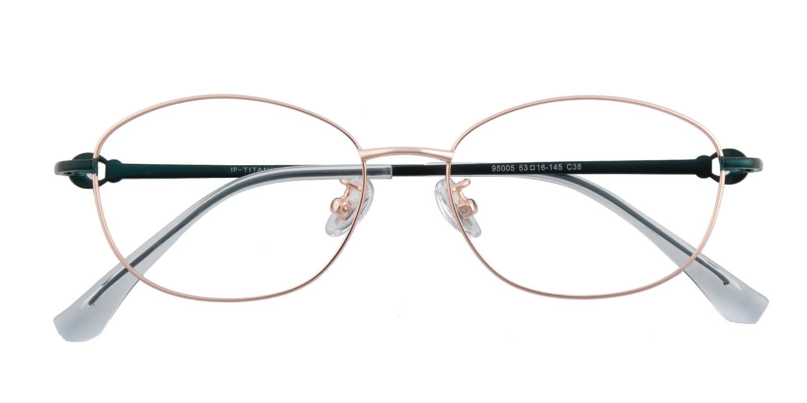 Oval Eyeglasses, Full Frame Rose Gold/Green Titanium - FT0607