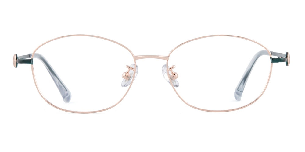 Davina Rose Gold/Green Oval Titanium Eyeglasses