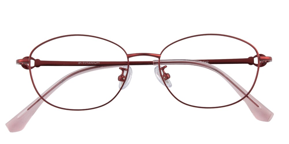Davina Red Oval Titanium Eyeglasses
