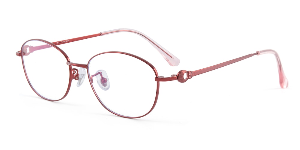 Davina Red Oval Titanium Eyeglasses