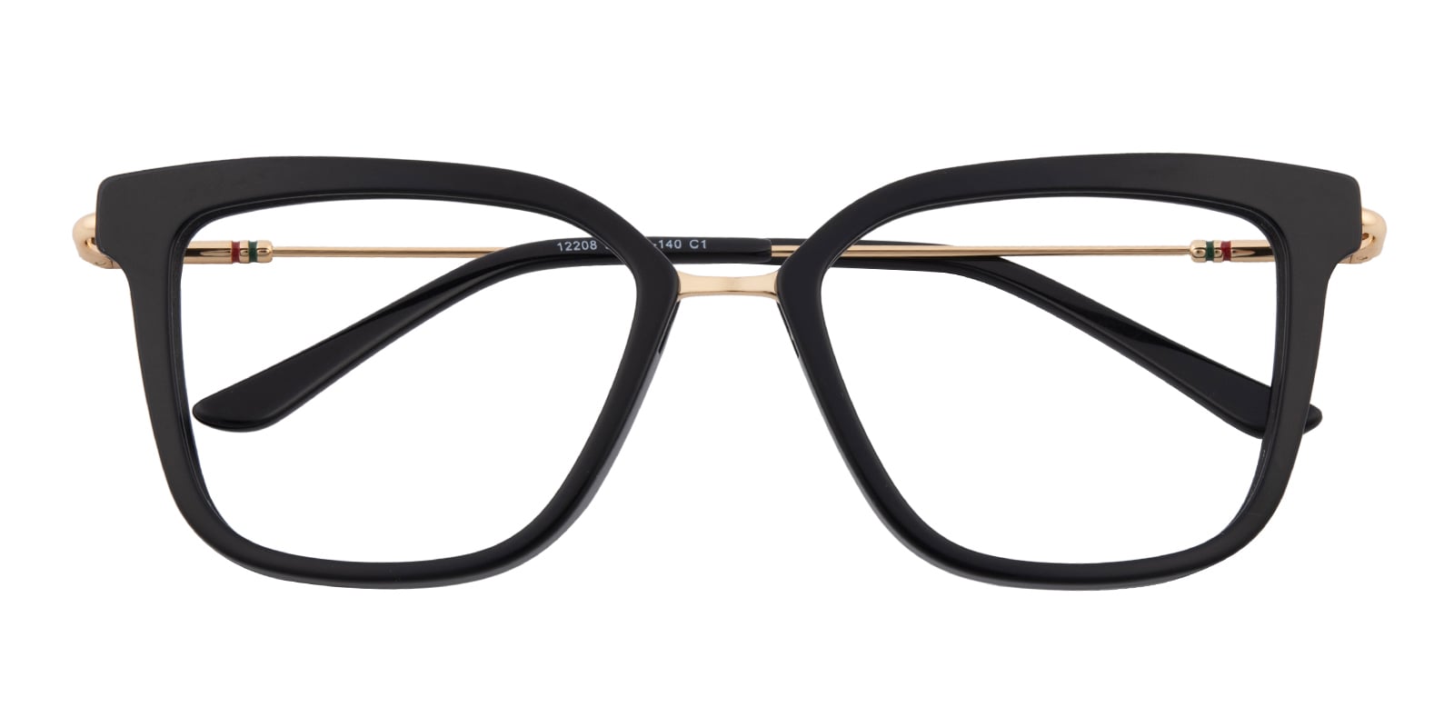 Cat Eye Eyeglasses, Full Frame Black/Golden Plastic - FZ2009