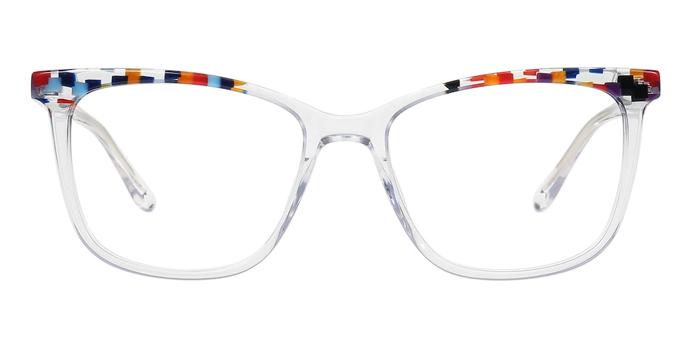 Hoyle Crystal/Multicolor Grid Cat Eye Acetate Eyeglasses