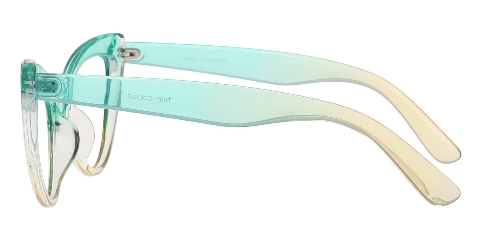Bevel Eyeglasses Debbie sky Blue light green Frame Case Japan 46-17 Titanium GUC Translucent Olive Gray Retro-Vintage Keyhole Bridge Low  main image 2
