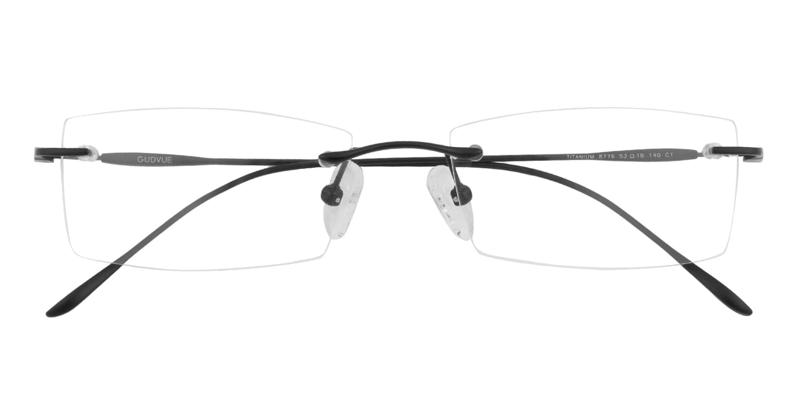 Rectangle Eyeglasses, Rimless Frame Black Titanium - RM0326