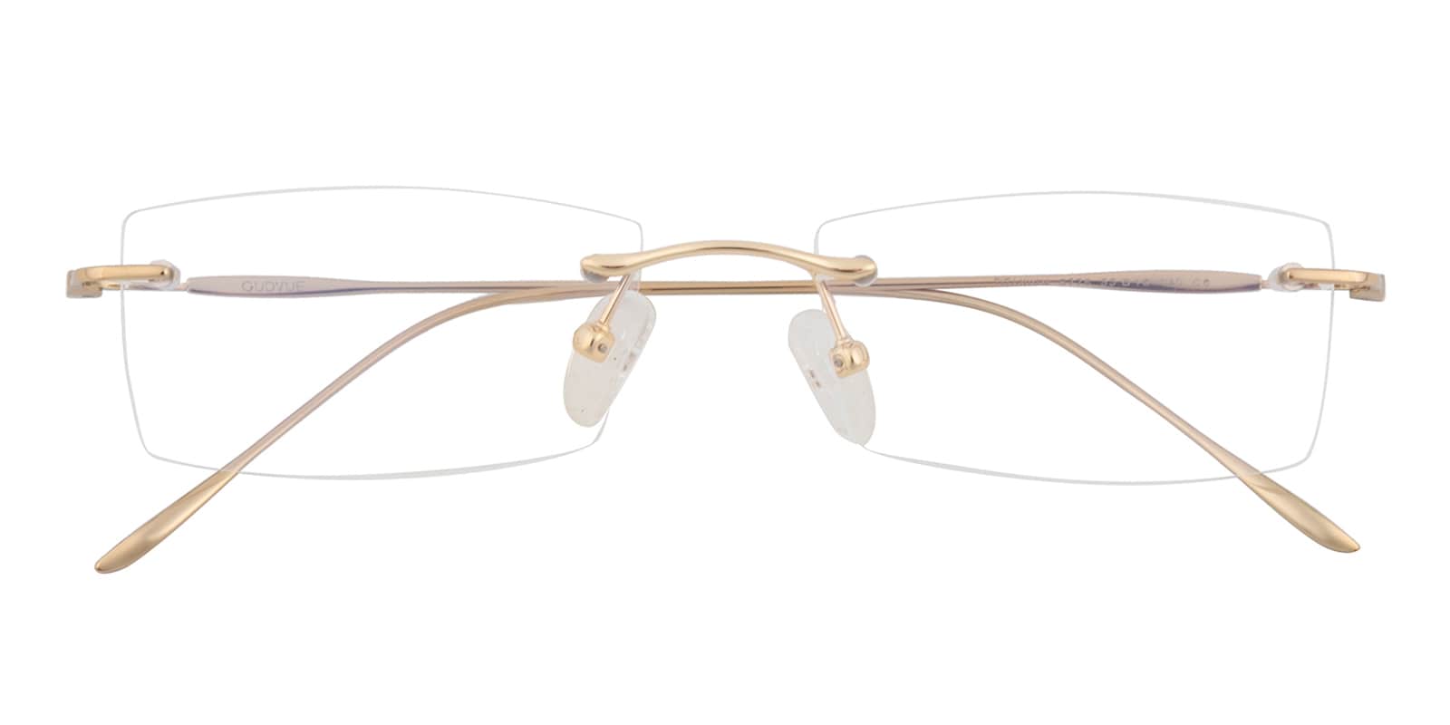 Rectangle Eyeglasses, Rimless Frame Golden Titanium - RM0327