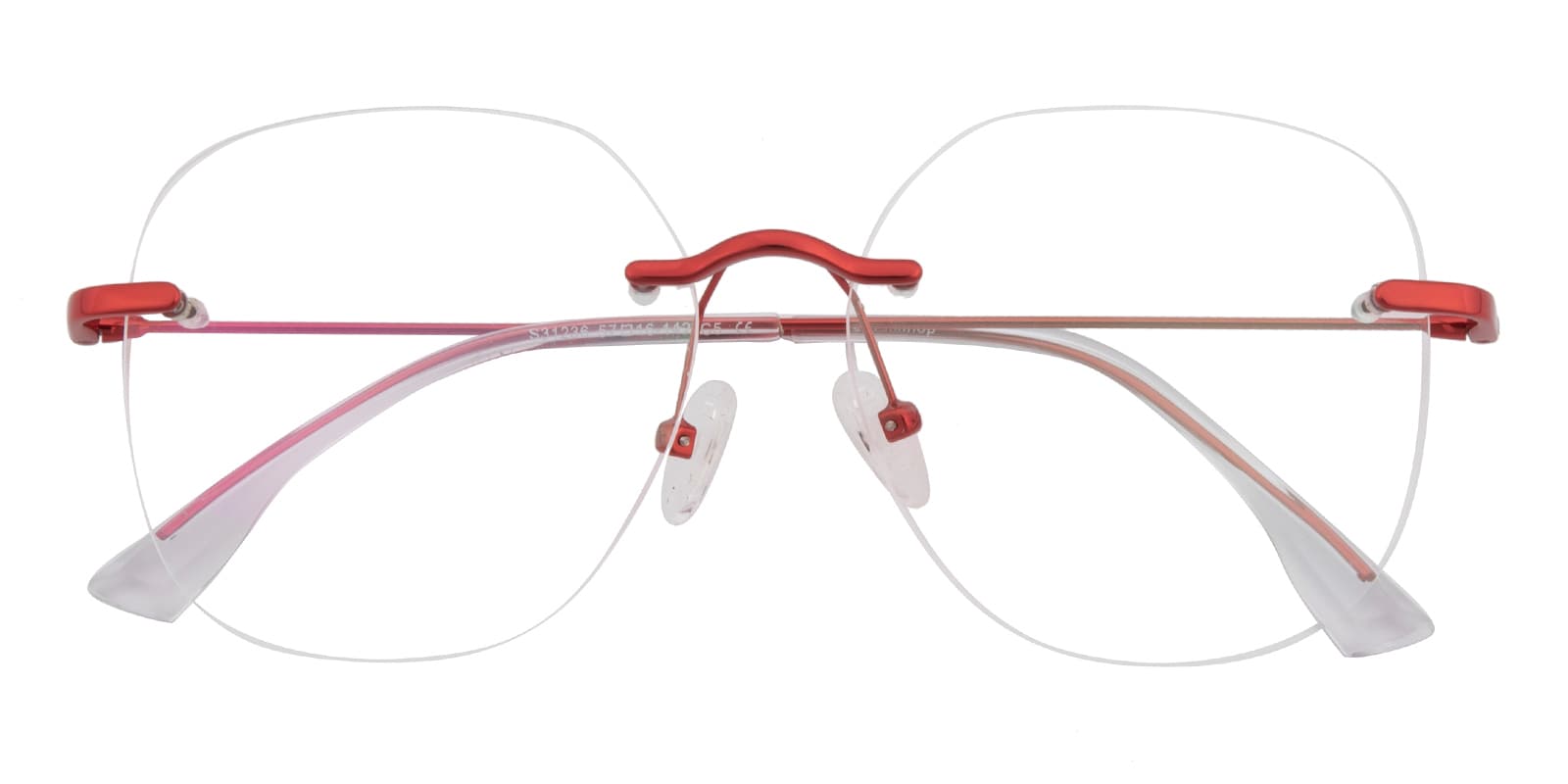 Polygon Eyeglasses, Rimless Frame Red Metal - RM0328