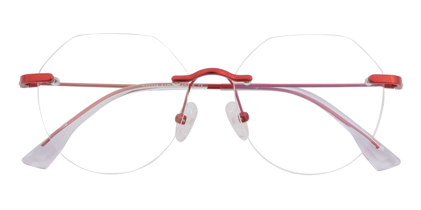 Polygon Eyeglasses, Rimless Frame Red Metal - RM0329