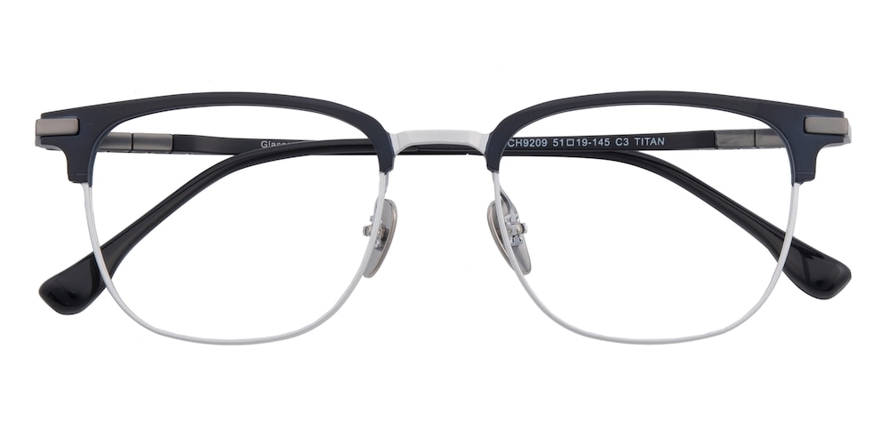 Rupert Black/Silver Rectangle Titanium Eyeglasses