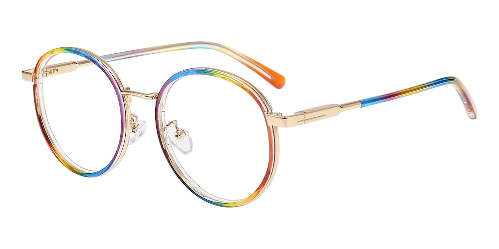 KeyWest Rainbow/Golden Round Metal Eyeglasses
