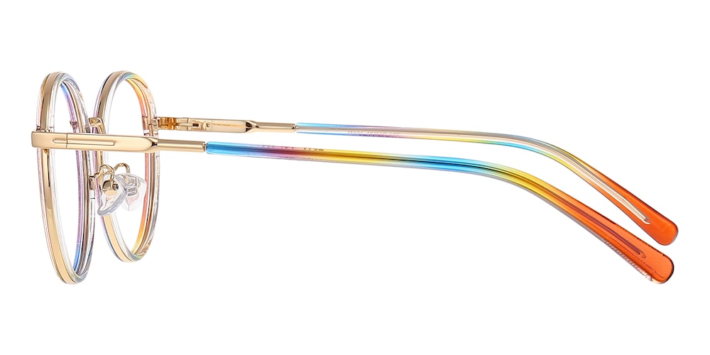 KeyWest Rainbow/Golden Round Metal Eyeglasses