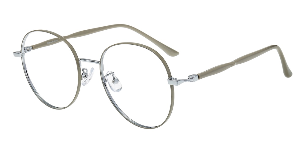 Morning Lemon Pepper/Silver Round Metal Eyeglasses