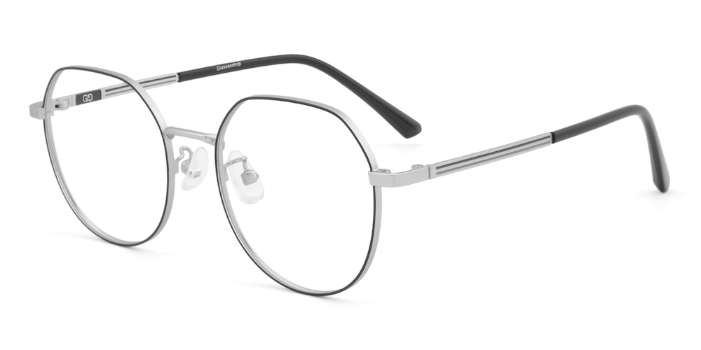 Mirabelle Black/Silver Polygon Metal Eyeglasses