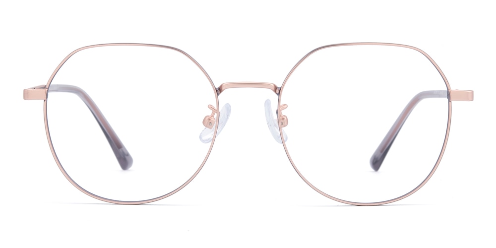Mirabelle Rose Gold/Gray Polygon Metal Eyeglasses