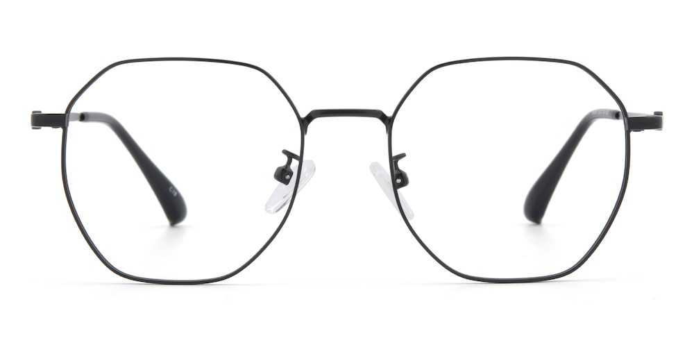 Meriden Black Polygon Metal Eyeglasses