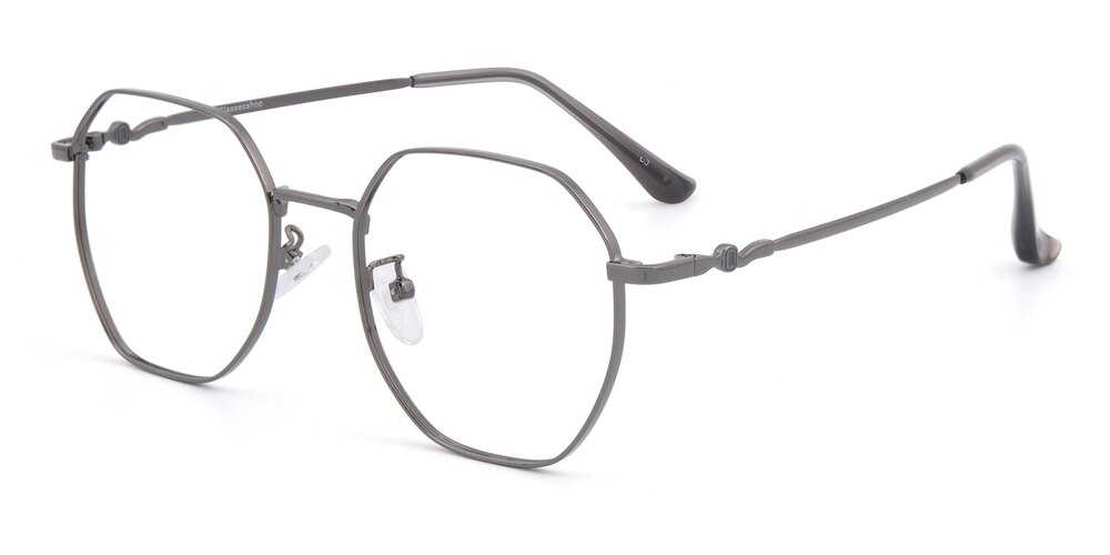 Meriden Gunmetal Polygon Metal Eyeglasses