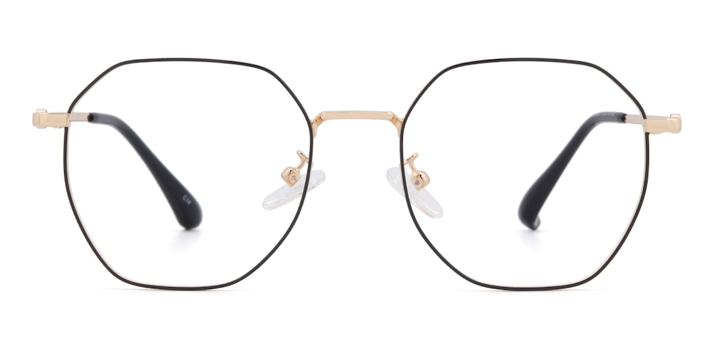 Meriden Black/Golden Polygon Metal Eyeglasses