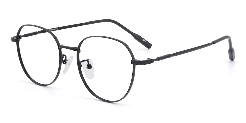 Mentor Black Round Metal Eyeglasses