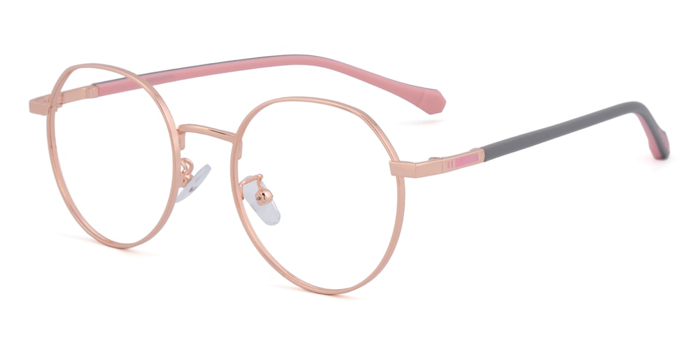 Superior Rose Golden/Pink Round Metal Eyeglasses