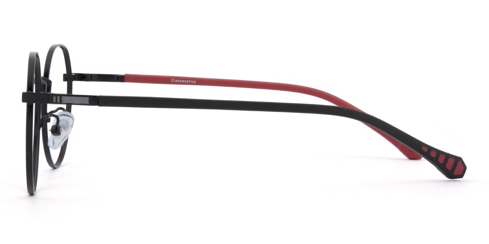 Superior Black/Red Round Metal Eyeglasses