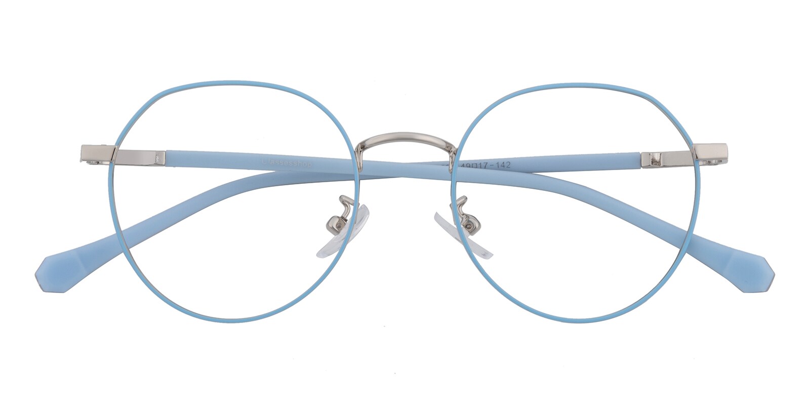 Round Eyeglasses, Full Frame Blue/Silver Metal|Silica-gel - FM1808