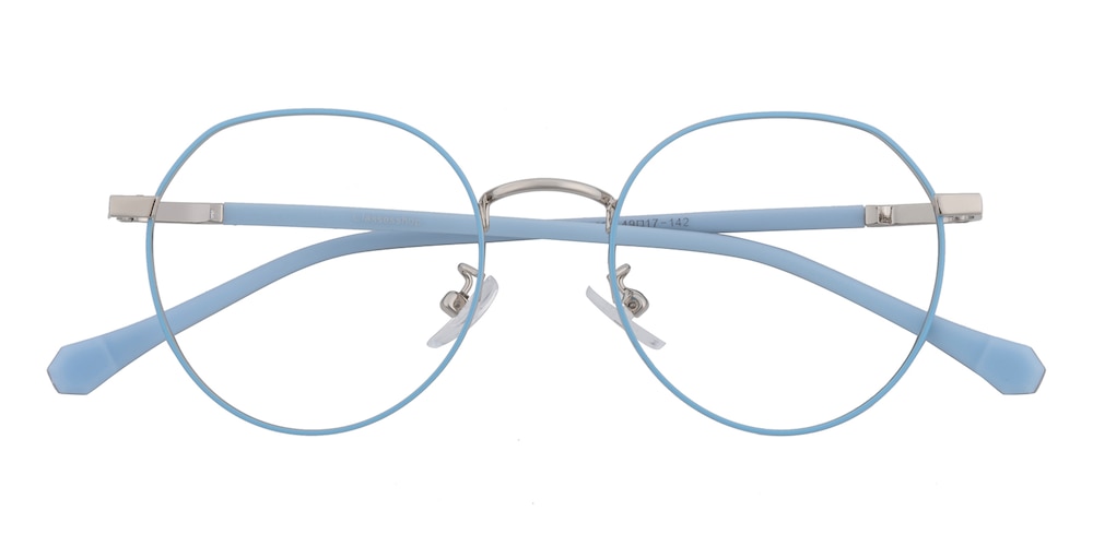 Superior Blue/Silver Round Metal Eyeglasses