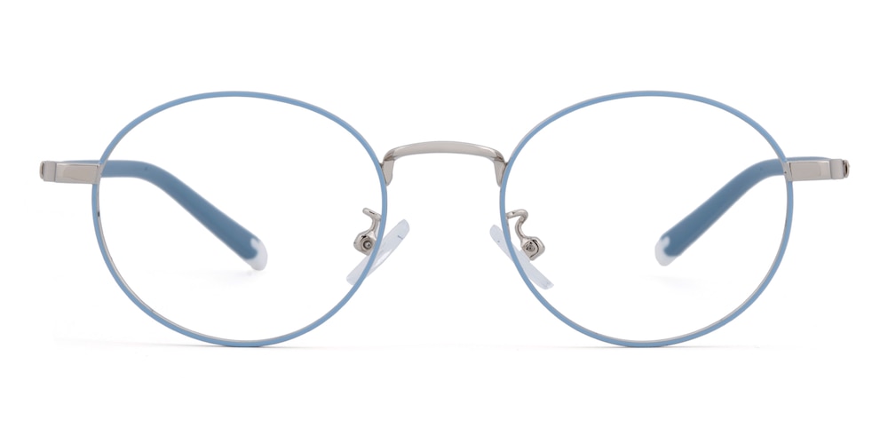 Vito Blue/Silver Oval Metal Eyeglasses