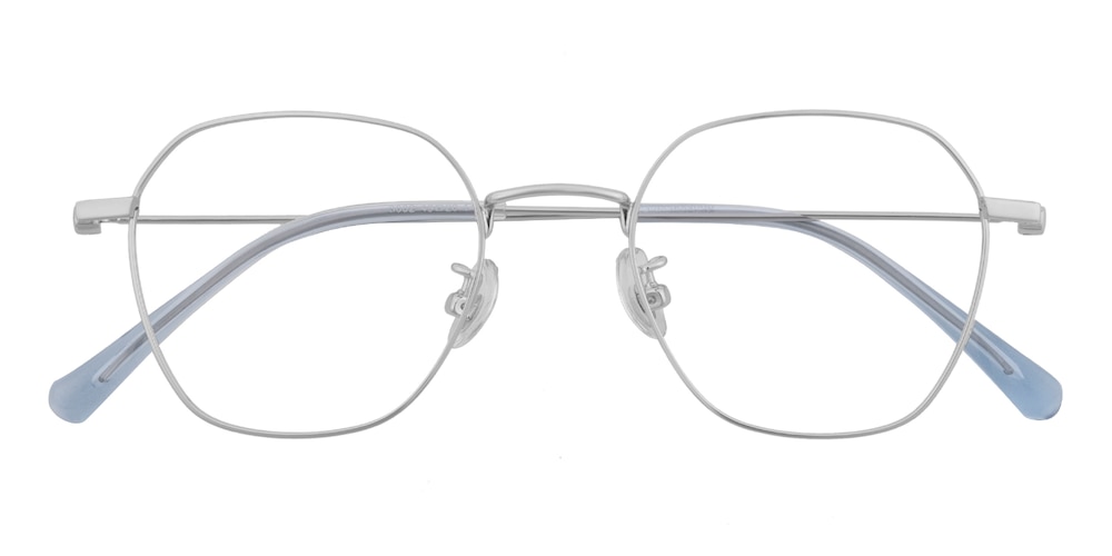 Perce Silver Polygon Metal Eyeglasses