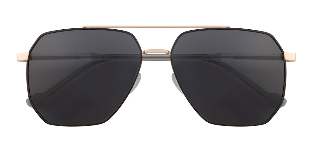 Laurel Black/Golden Aviator Metal Sunglasses