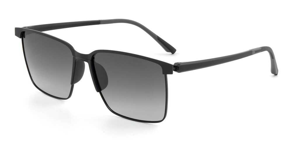 Logan Black Rectangle Metal Sunglasses