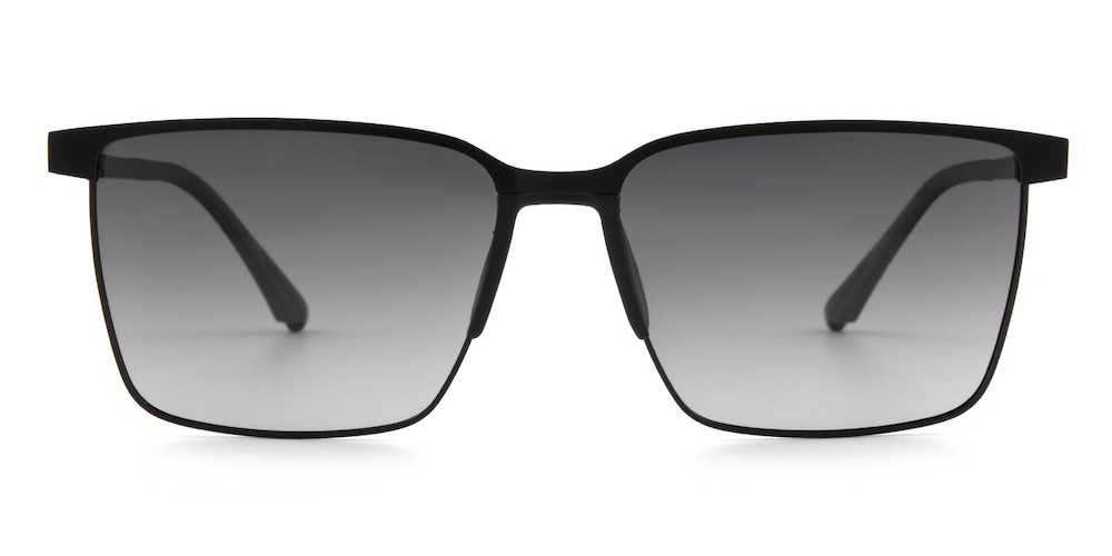 Logan Black Rectangle Metal Sunglasses