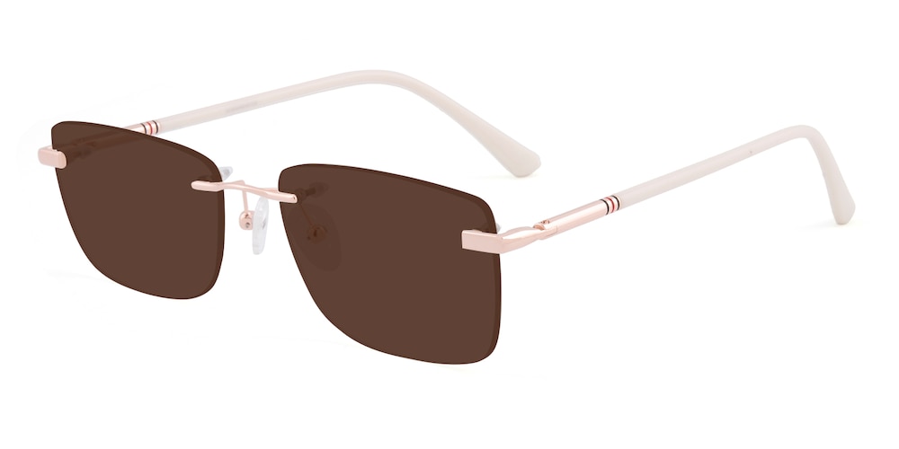 Dryden Golden/White Rectangle Metal Sunglasses