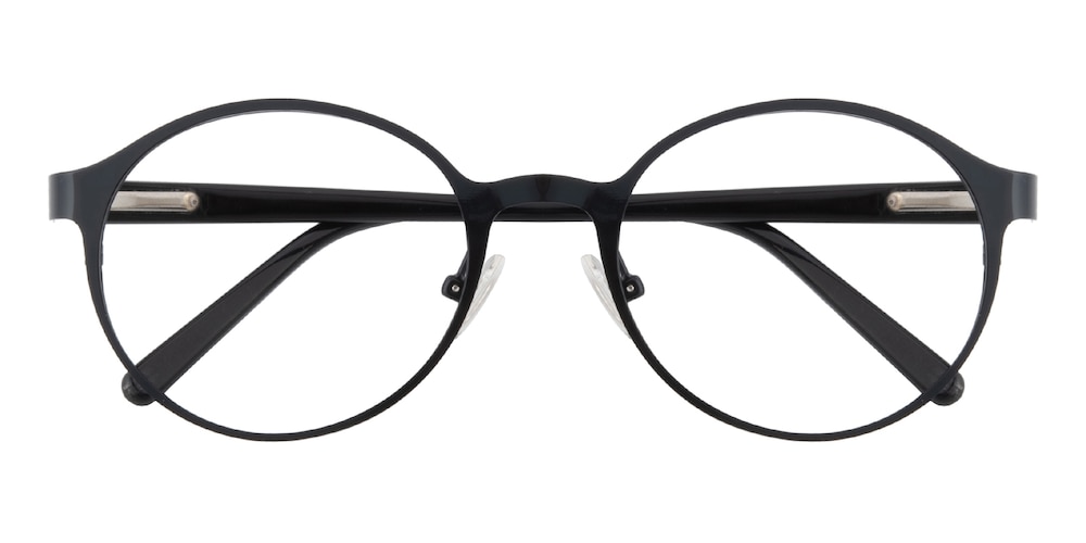 EauClaire Black Round Metal Eyeglasses