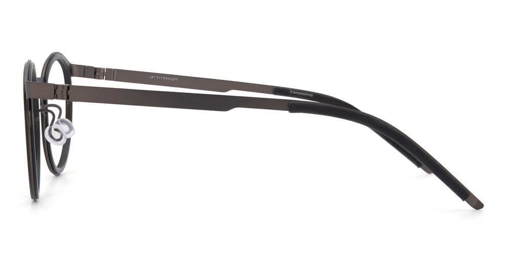 Angelo Black/Gunmetal Round Titanium Eyeglasses