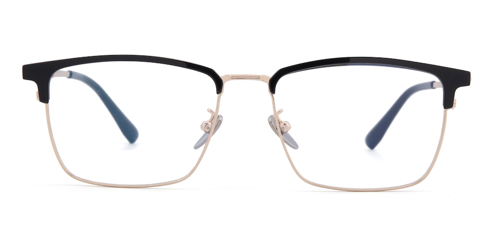 Humphr Black/Golden Rectangle Titanium Eyeglasses