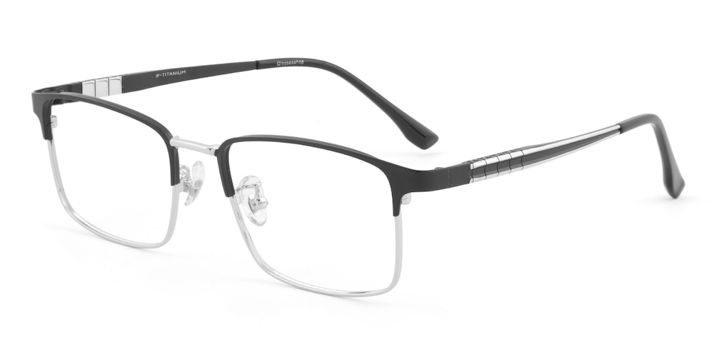 Daniel Black/Silver Rectangle Titanium Eyeglasses