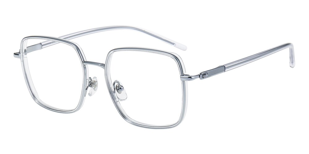 Love Crystal/Silver Square Titanium Eyeglasses