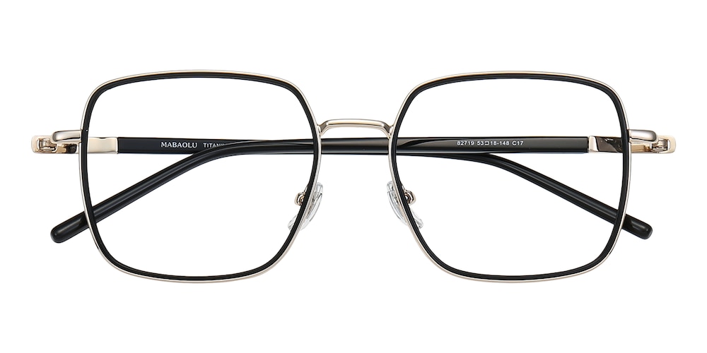 Love Black/Golden Square Titanium Eyeglasses