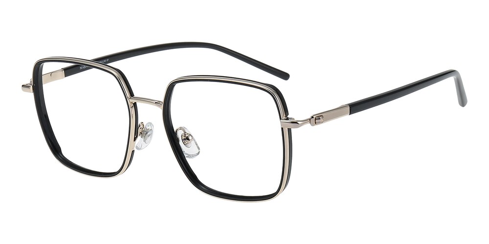 Love Black/Golden Square Titanium Eyeglasses