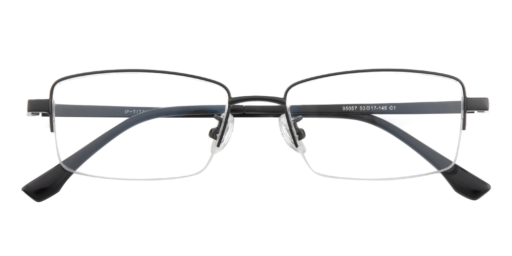 Barry Black Rectangle Titanium Eyeglasses