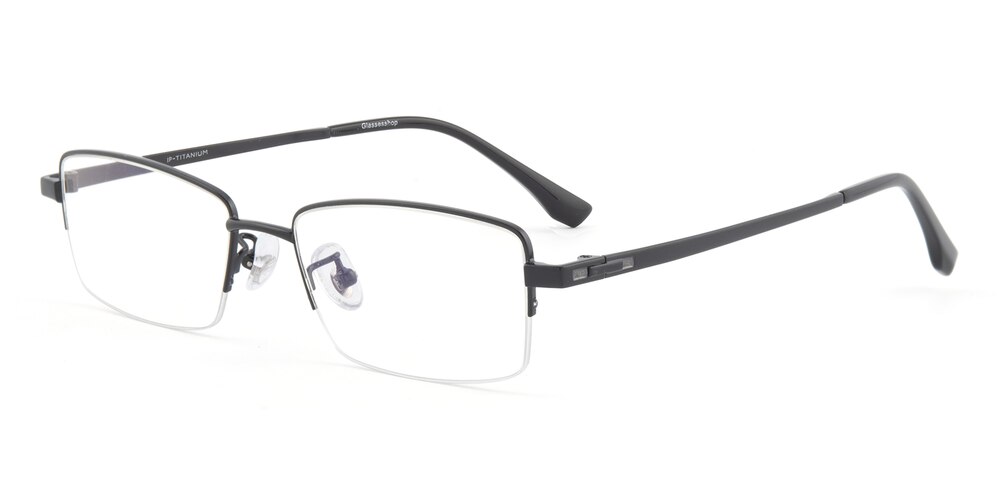 Barry Black Rectangle Titanium Eyeglasses