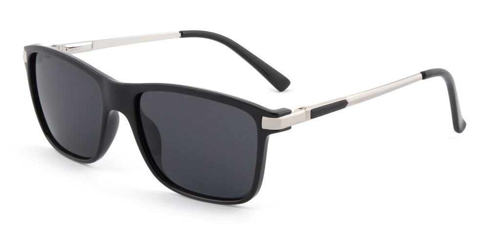 Addison Black/Silver Rectangle TR90 Sunglasses